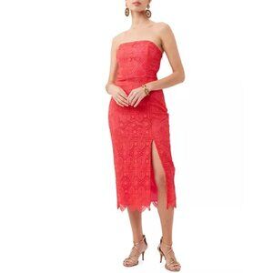 Trina Turk 'Stella 2' Strapless Lace Midi-Dress, Moroccan Sunset